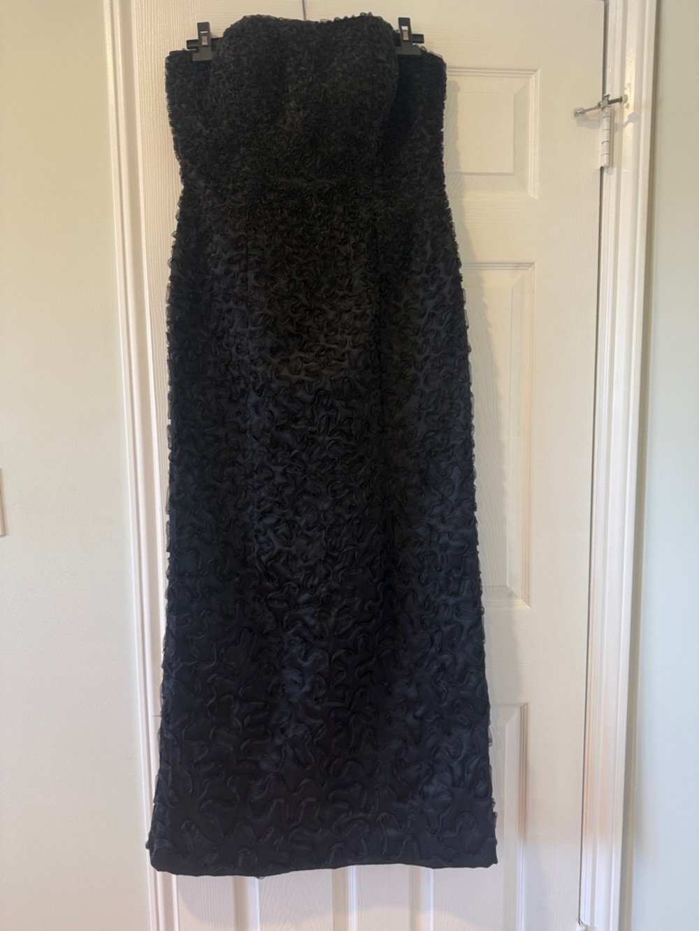 Classic Strapless Black Rosette Evening Gown - 100% silk